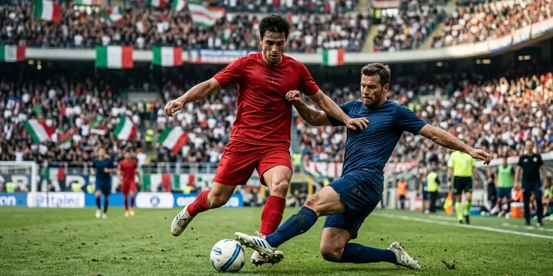 Cầu thủ tranh bóng trong trận đấu giải Serie A Italia
